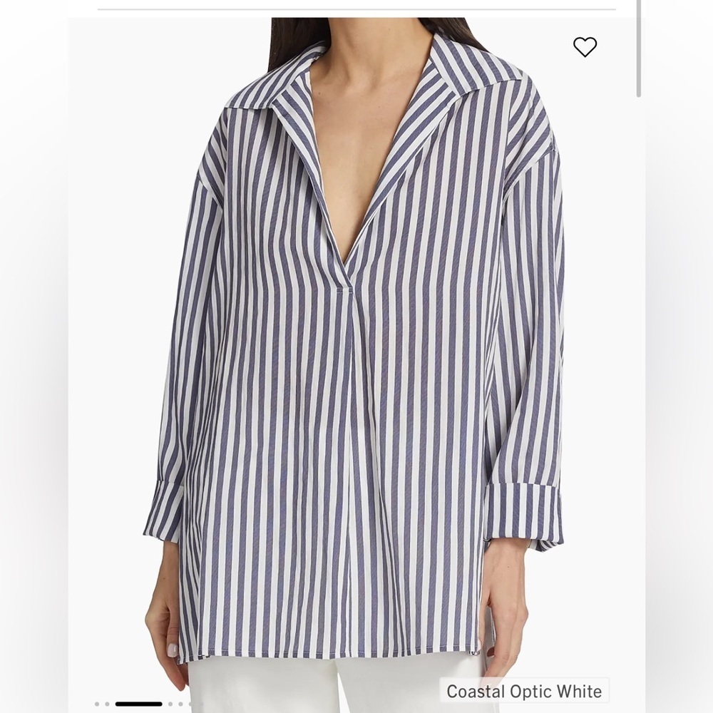 Vince blue white coast coastal striped shirt collared oversized xs